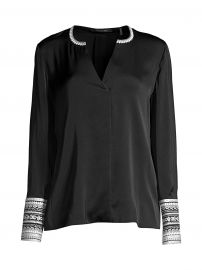 Kobi Halperin - Jona Embroidered-Cuff Stretch-Silk Blouse at Saks Fifth Avenue